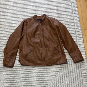 Faux leather motto jacket